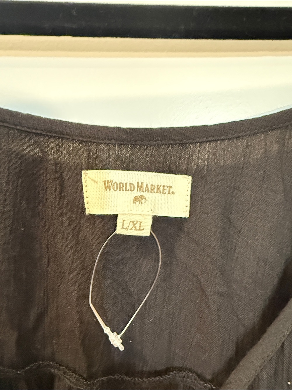Cost Plus World Market Black Boho Lined Floral Dress L/XL - Picture 3 of 4